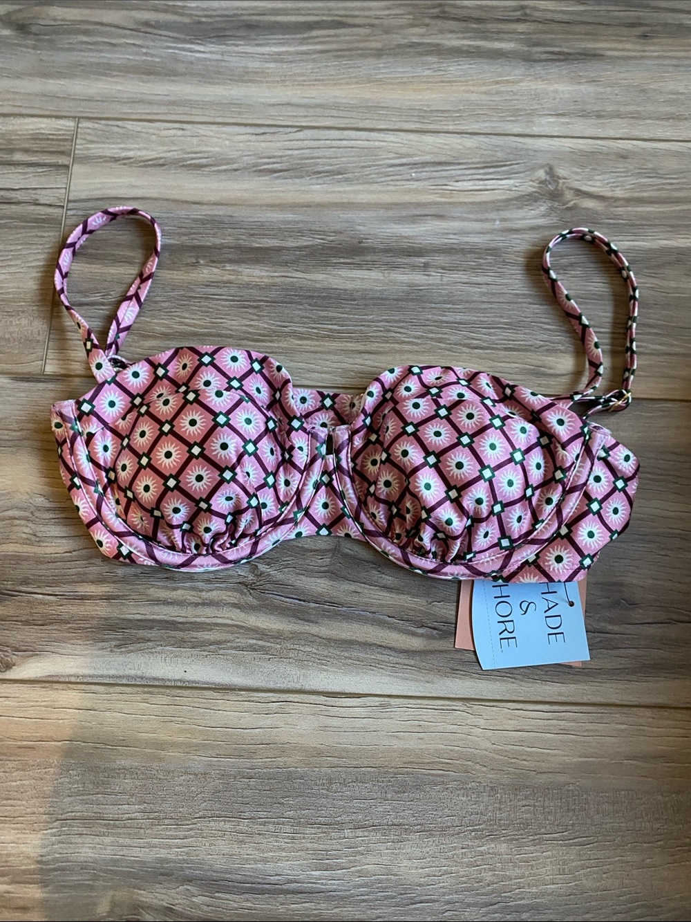 Shade & Shore Pink Geometric Underwire Bra